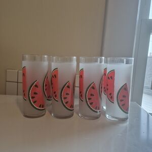 Set of 8 Watermelon Frosted Highball Glasses Tom Collons RARE Mid Century Modern
